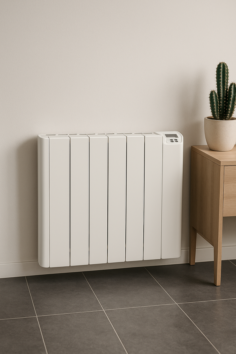 RADIATEUR ELECTRIQUE MURAL ALUMINIUM AVEC PRISE ET TELECOMMANDE BLANC 2000W-580X1080MM