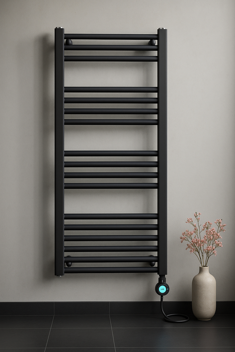 RADIATEUR SÈCHE-SERVIETTES EN ÉLECTRIQUE 220V NOIR MAT 1800X550 - 900W