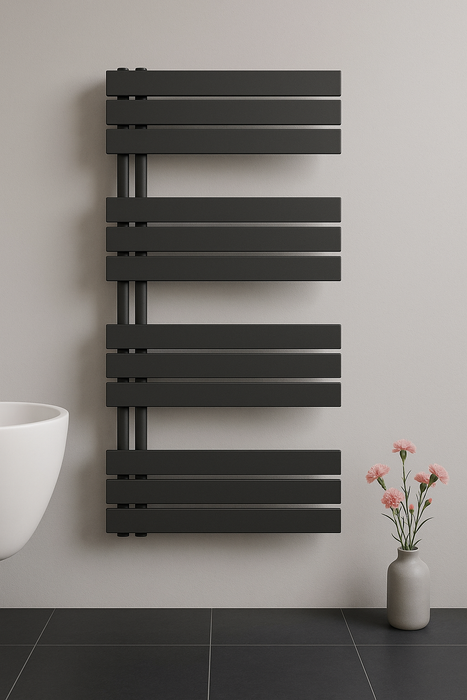 RADIATEUR SÈCHE-SERVIETTES RACCORDEMENT GAUCHE/COMB - NOIR 1200X500-593W