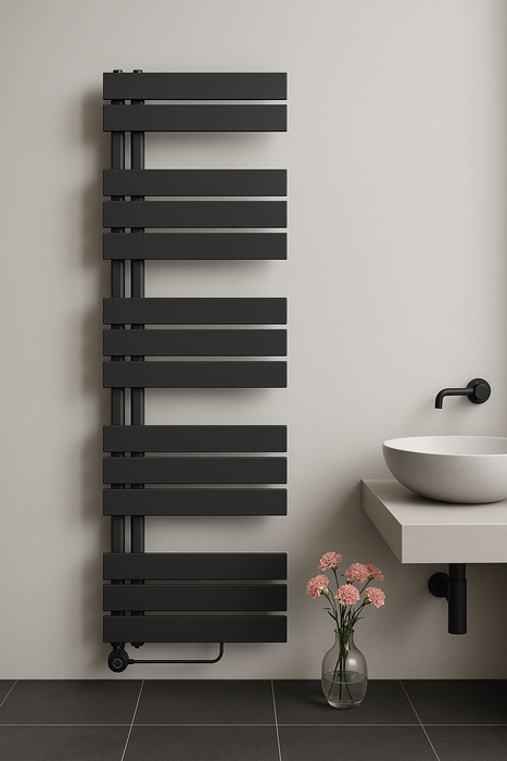 RADIATEUR SÈCHE-SERVIETTES ELECTRIQUE RACCORDEMENT GAUCHE/COMB - NOIR 1600X500-755W