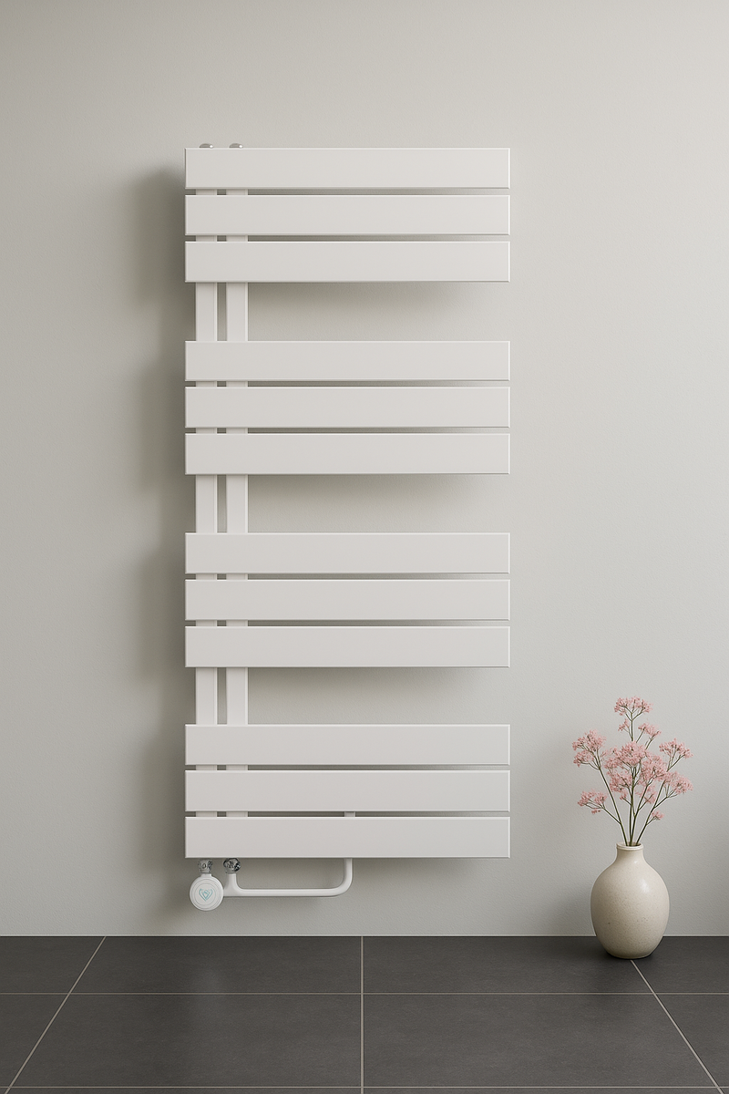 RADIATEUR SÈCHE-SERVIETTES ELECTRIQUE RACCORDEMENT GAUCHE/COMB - BLANC 1200X500-593W