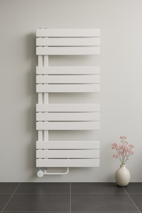 RADIATEUR SÈCHE-SERVIETTES ELECTRIQUE RACCORDEMENT GAUCHE/COMB - BLANC 1200X500-593W