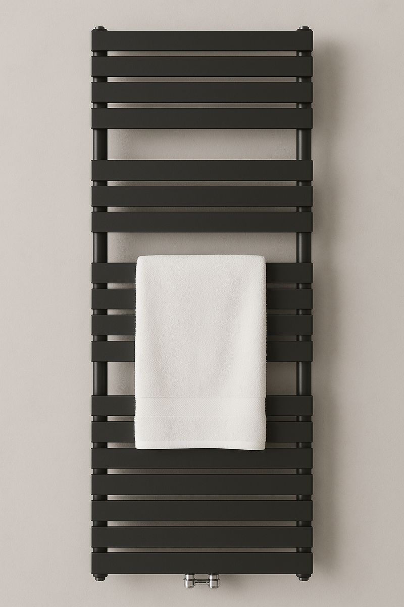 Black central connection towel dryer radiator 1800x500-936W