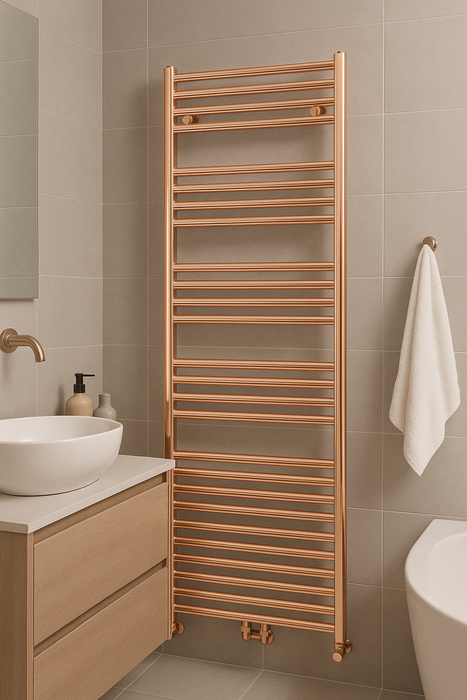 RADIATEUR SÈCHE-SERVIETTES RACCORDEMENT CENTRAL CUIVRE BROSSÉ 1200X600-414 WATT