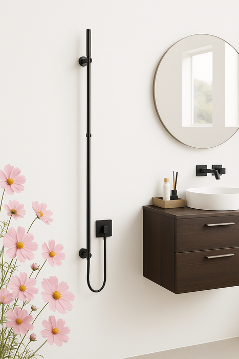 BELRAD ROD SÈCHE-SERVIETTES À TIGE - ÉLECTRIQUE - SIMPLE - 60W - Ø2,5CM - 150X6,3X12,7 CM - GUNMETAL