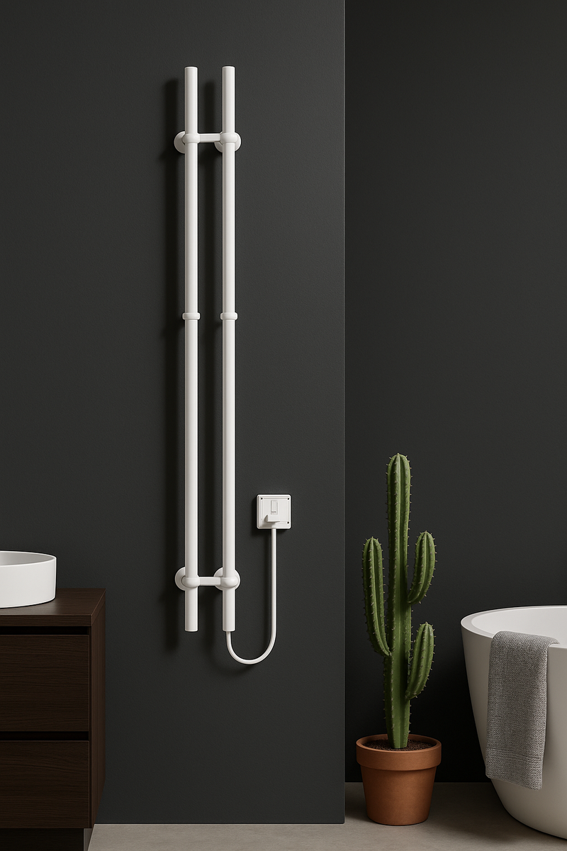 BELRAD ROD HANDDOEKHOUDER - ELEKTRISCH - DUBBEL - 120W - Ø2,5CM - 150X16,8X12,7CM - GLANZEND WIT