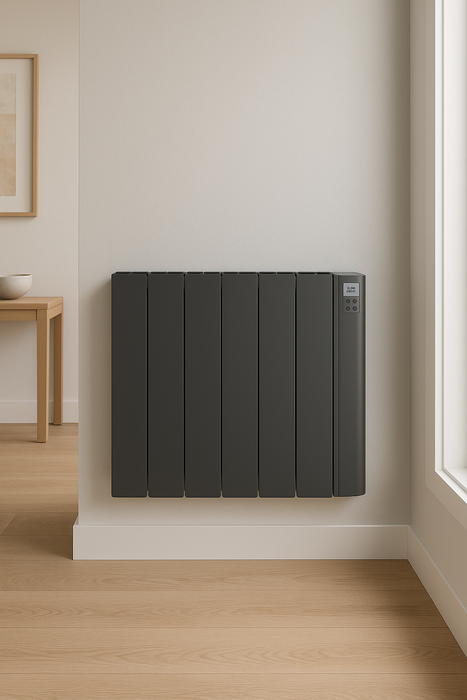 RADIATEUR ELECTRIQUE MURAL ALUMINIUM AVEC PRISE ET TELECOMMANDE GRIS ANTHARCITE 2000W-580X1080MM