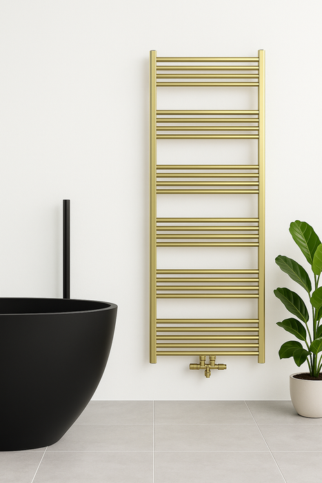 RADIATEUR SÈCHE-SERVIETTES RACCORDEMENT CENTRAL OR BROSSÉ 1200X600-414 WATT