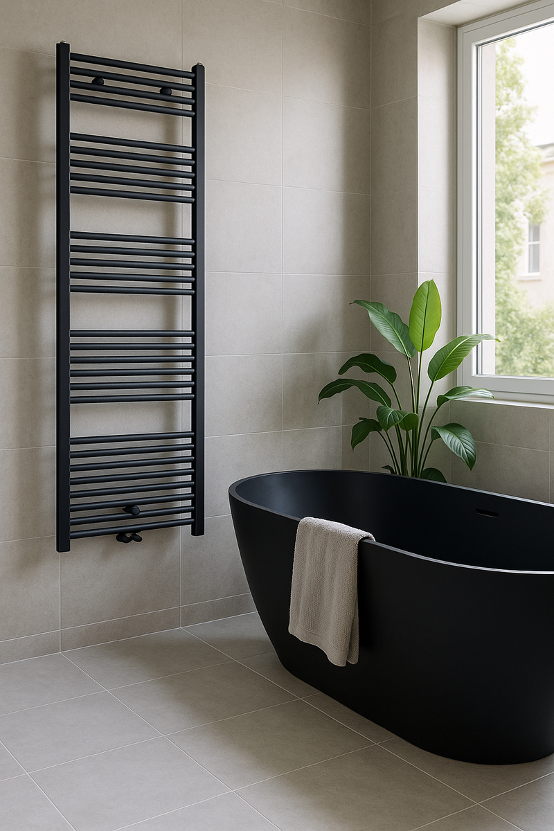 SÈCHE-SERVIETTES RACCORDEMENT CENTRAL NOIR MAT BROSSE 1600X500-721 WATT