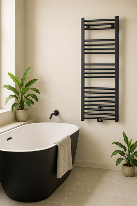 SÈCHE-SERVIETTES RACCORDEMENT CENTRAL NOIR MAT BROSSE 1200X400-458 WATT