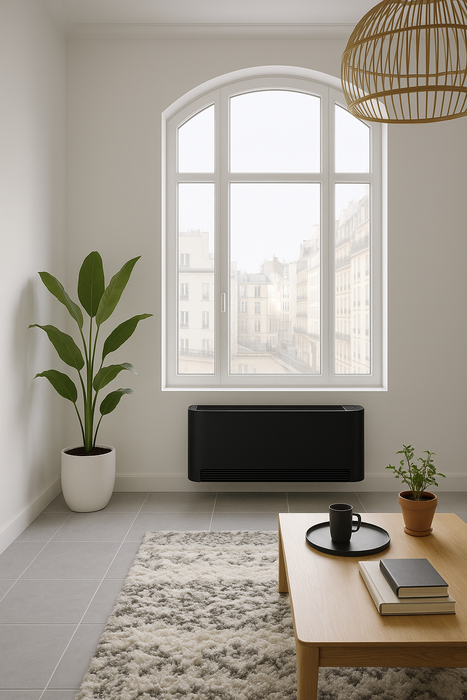 RADIATEUR ELECTRIQUE MURAL NOIR AVEC PRISE + PROGRAM 2000W-LxH:119x56,5