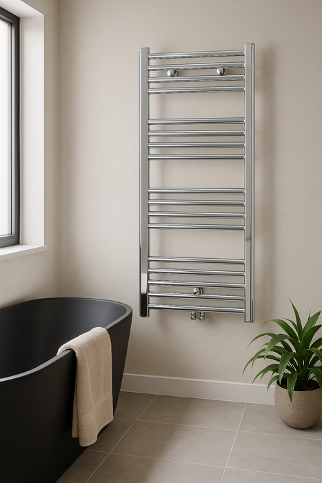 RADIATEUR SÈCHE-SERVIETTES RACCORDEMENT CENTRAL CHROME1200X500-376WATT