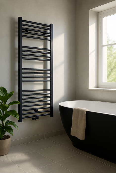 SÈCHE-SERVIETTES RACCORDEMENT CENTRAL NOIR MAT BROSSÉ 1200X600-616 WATT
