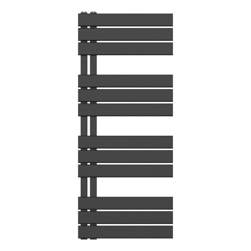 Towel dryer radiator left/comb connection - black 1200x500-593w