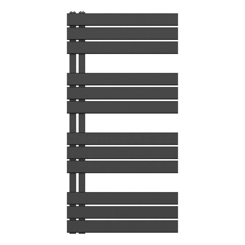 Handdoekdrogerradiator links/kamaansluiting - zwart 1200x600-681w