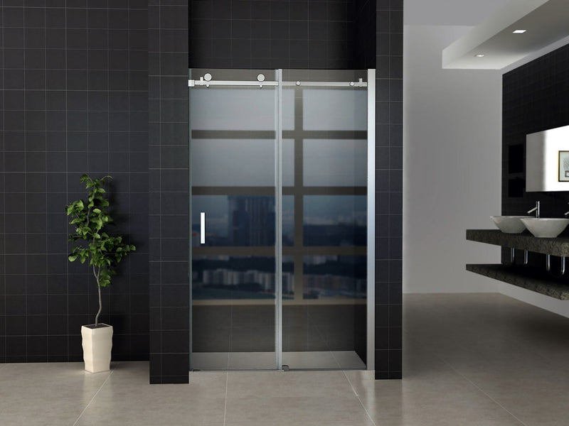 Aloni Porte Coulissante pour Niche 120 cm Chrome - Verre Clair