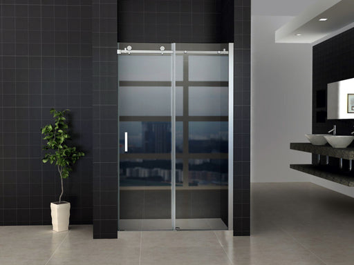 Aloni Porte Coulissante pour Niche 120 cm Chrome - Verre Clair