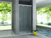 Aloni Porte Coulissante 3 Parties pour Niche 80 cm Chrome - Verre Clair