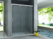 Aloni Porte Coulissante 3 Parties pour Niche 120-140 cm Chrome - Verre Clair
