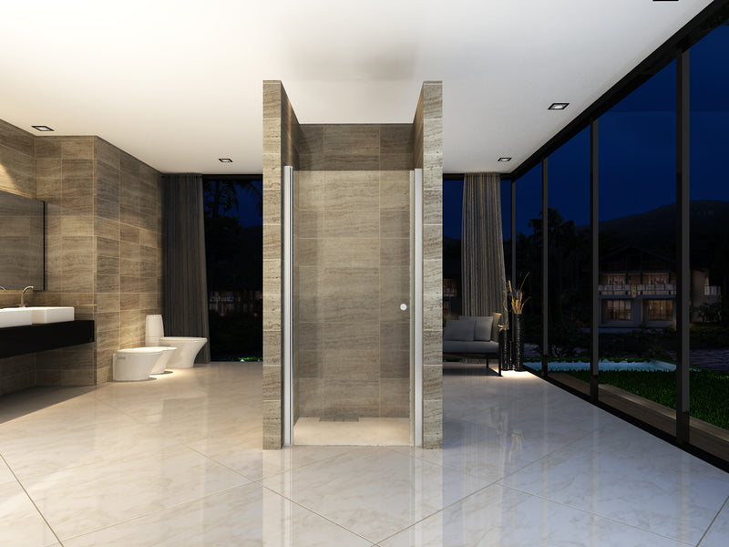 Aloni Porte Pivotante pour Niche 100 cm Chrome - Verre Clair
