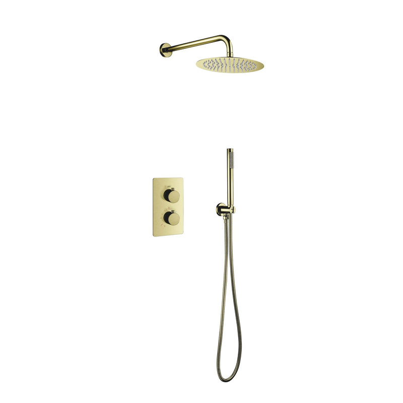 ALONI Set de douche thermostatique encastré avec douche de pluie Ø25cm - Or Brossé