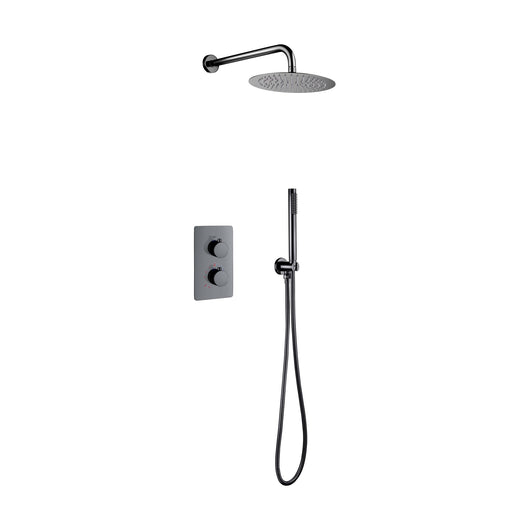 ALONI Set de douche thermostatique encastré avec douche de pluie Ø25cm - Gunmetal