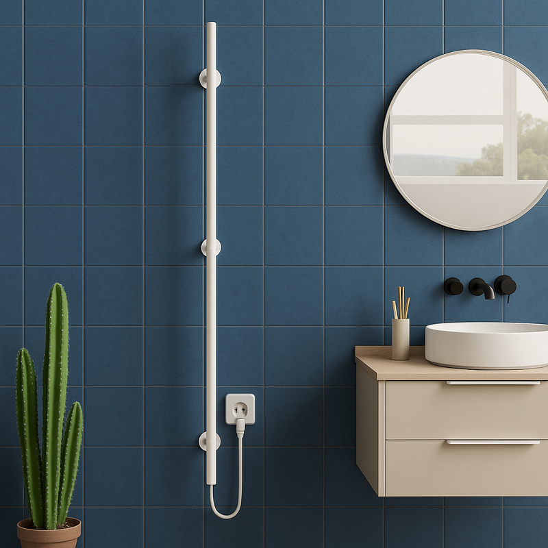 BELRAD ROD HANDDOEKHOUDER - ELEKTRISCH - ENKEL - 60W - Ø2,5CM - 150X6,3X12,7CM - GLANZEND WIT
