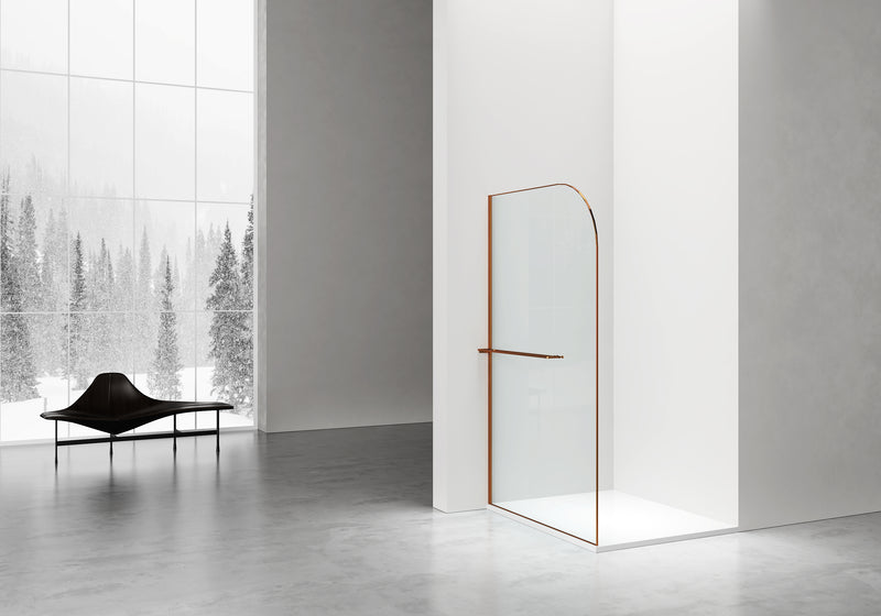 Paroi Curvy 120 cm cuivre brossé – verre clair