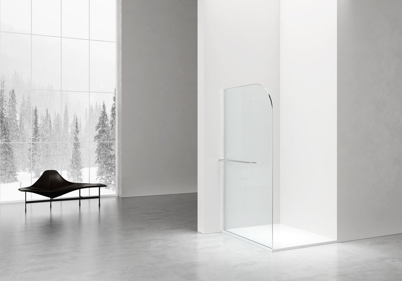 Paroi Curvy 120 cm chrome – verre clair