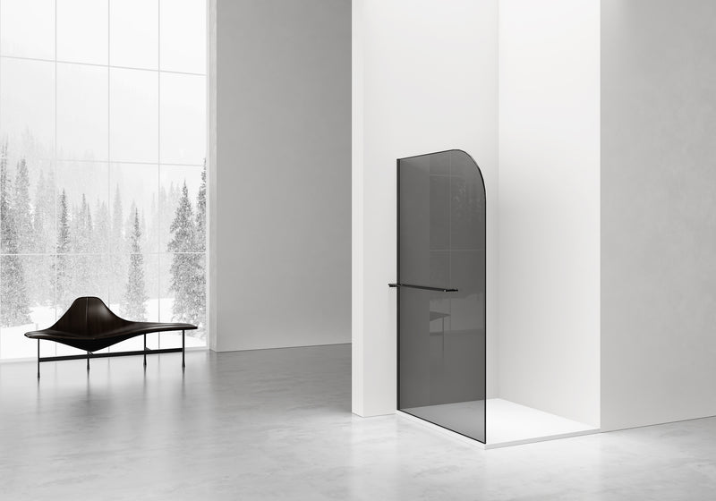 Paroi Curvy 120 cm noir mat – verre fumé