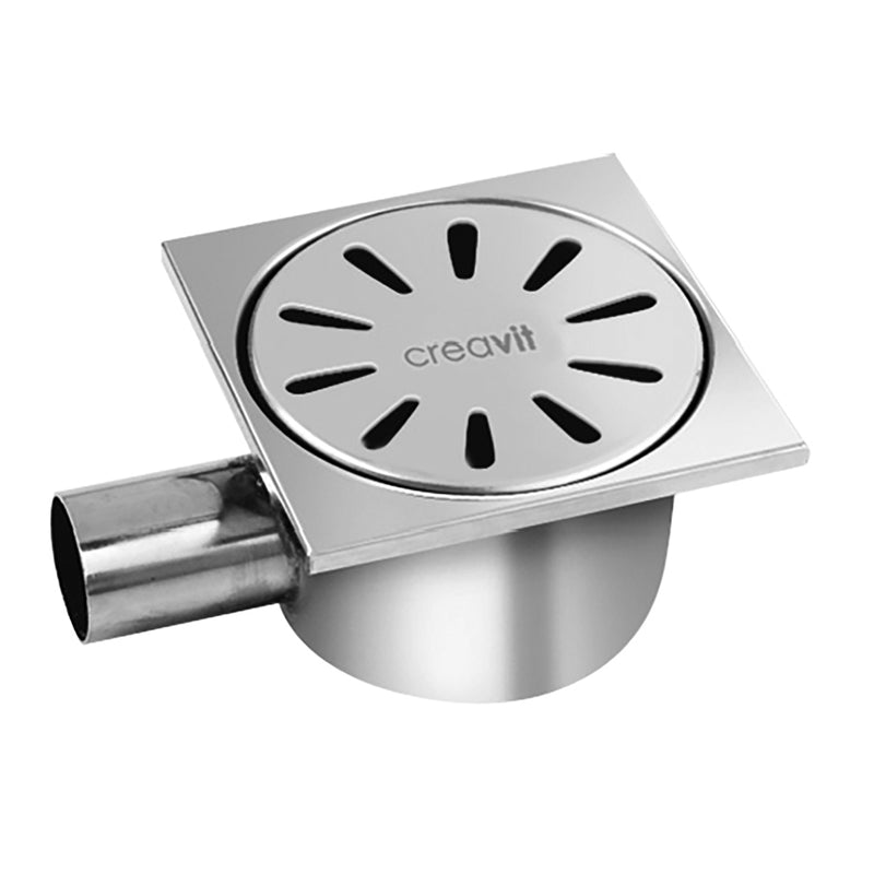 Aloni Siphon De Sol Inox Carré 15x15 Ø50 – Horizontale