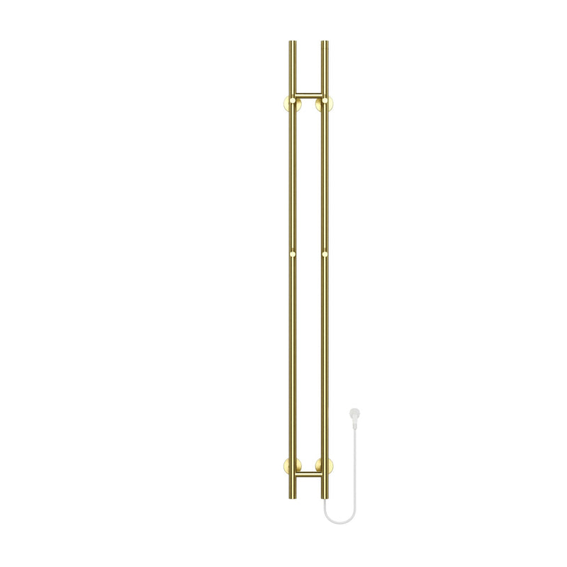 BELRAD ROD TOWEL RAIL - ELECTRIC - DOUBLE - 120W - Ø2.5CM - 150X16.8X12.7 CM - BRUSHED GOLD