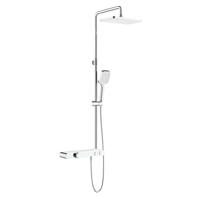 ALONI Ensemble de douche thermostatique avec étagère Chrome Blanc