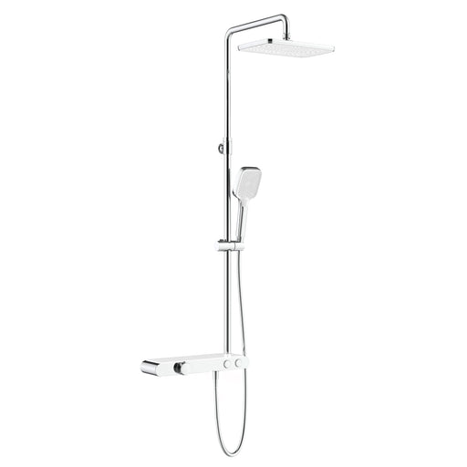 ALONI Ensemble de douche thermostatique avec étagère Chrome Blanc