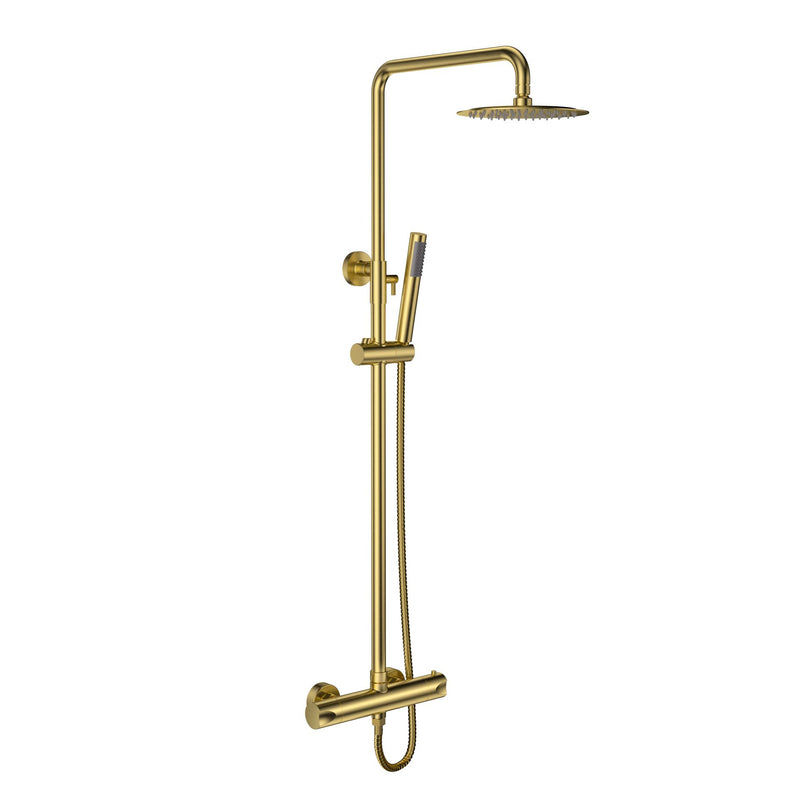 ALONI Optima Rondo Ensemble de douche pluie thermostatique apparent - Or Brossé