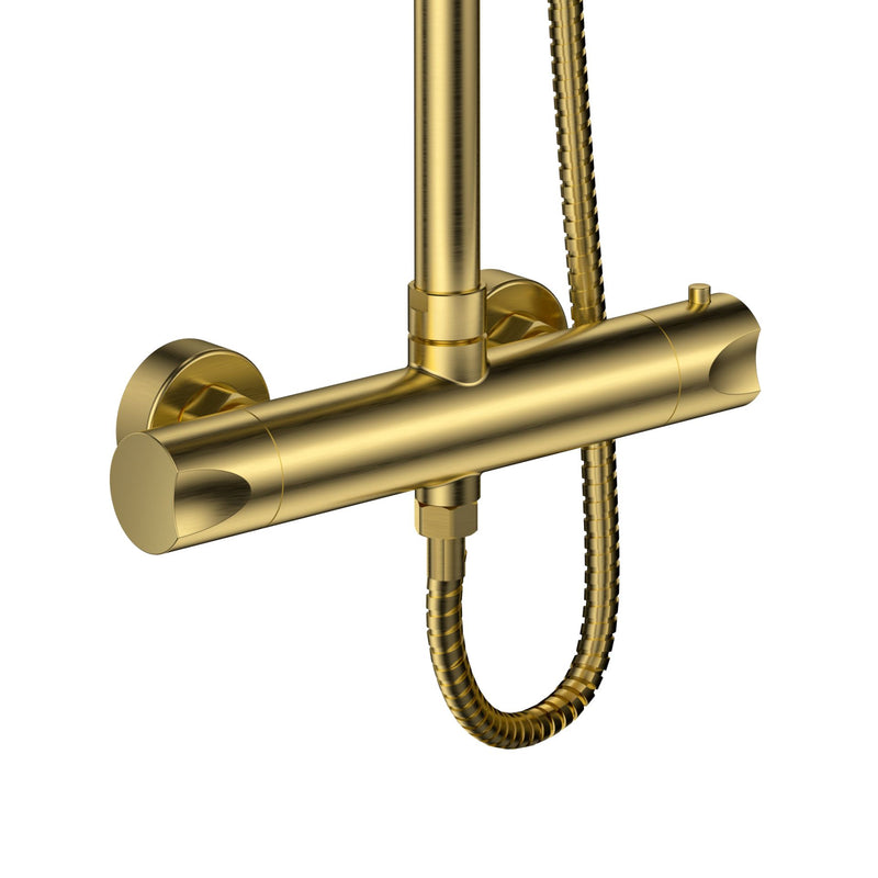 ALONI Optima Rondo Ensemble de douche pluie thermostatique apparent - Or Brossé