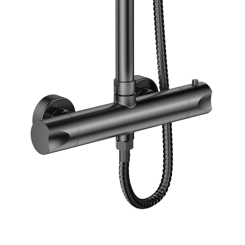 ALONI Optima Rondo Ensemble de douche pluie thermostatique apparent - Gunmetal