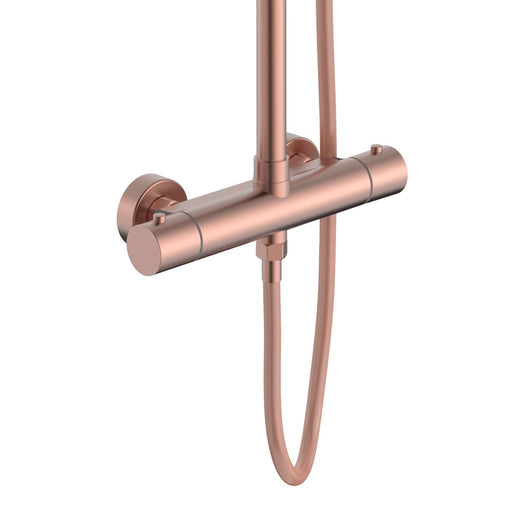 ALONI Optima Rondo Ensemble de douche pluie thermostatique apparent Cool Touch - Cuivre Brossé