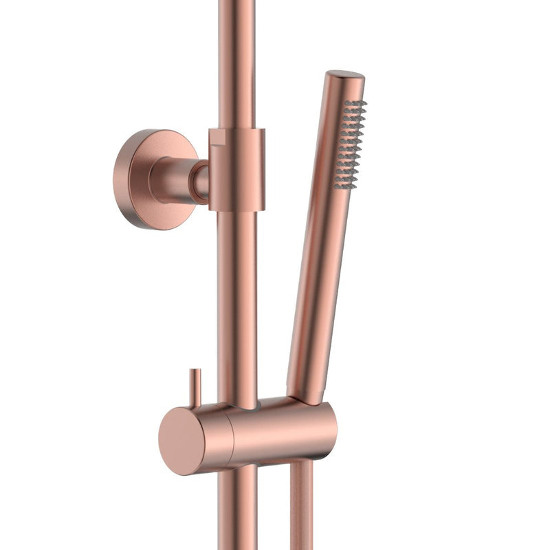 ALONI Optima Rondo Ensemble de douche pluie thermostatique apparent Cool Touch - Cuivre Brossé