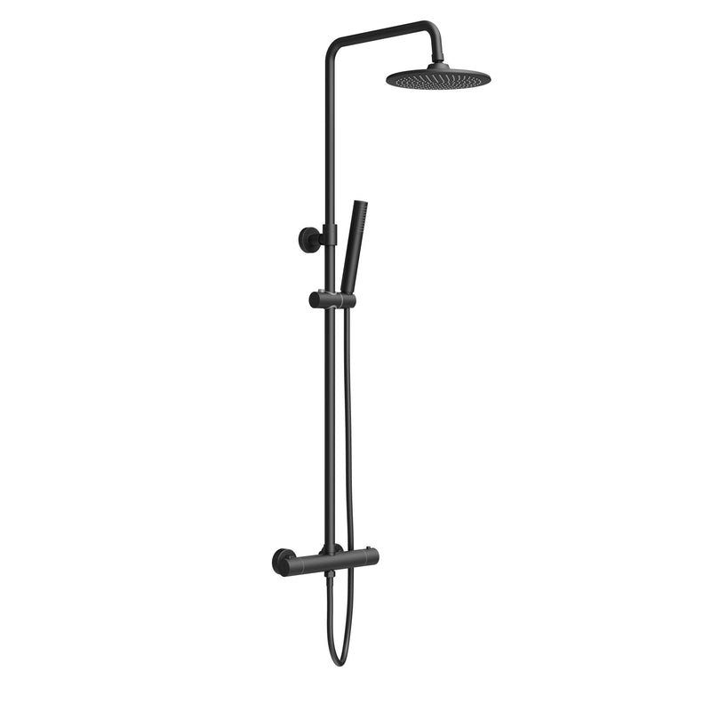 ALONI Optima Rondo Ensemble de douche pluie thermostatique apparent - Noir Mat