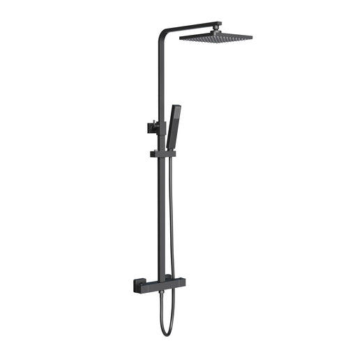 ALONI Optima Quadro Ensemble de douche pluie thermostatique apparent - Noir Mat