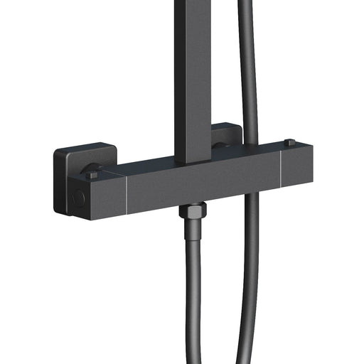ALONI Optima Quadro Ensemble de douche pluie thermostatique apparent - Noir Mat