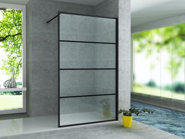 Aloni Douche À L'Italienne TEKO100 Noir Mat Bandes