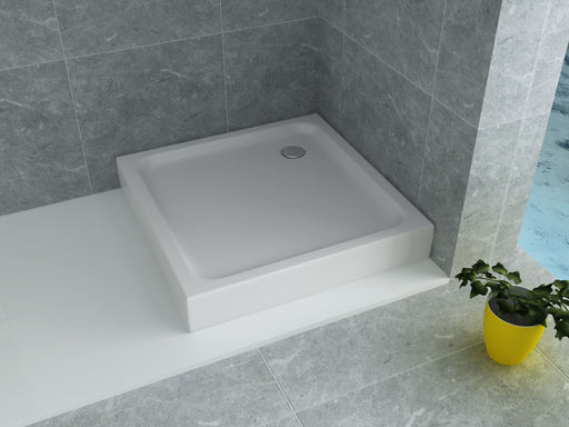 Aloni Receveur De Douche Acrylique Carré Surélevé 90x90x15cm Blanc