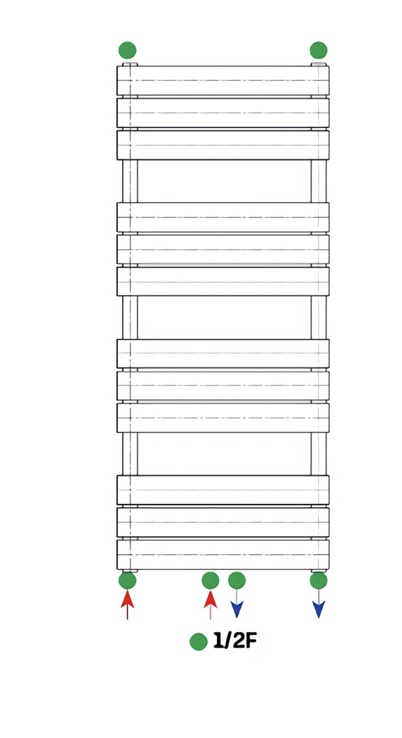 Zwarte centrale aansluiting handdoekradiator 1200x500-593W