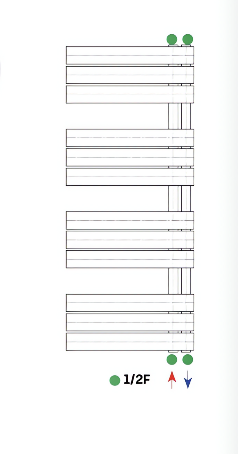 Towel dryer radiator left/comb connection - black 1600x500-755w