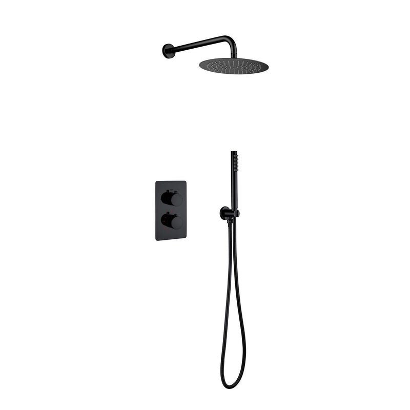 ALONI Set de douche encastré Ø25cm Noir Mat
